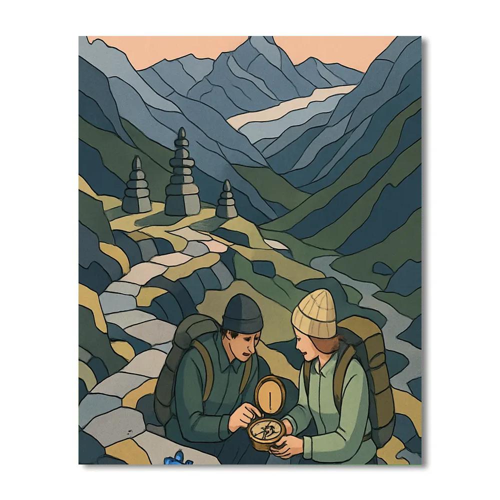 Alpine Clockwork Pass With Mountain Horizon paint by number