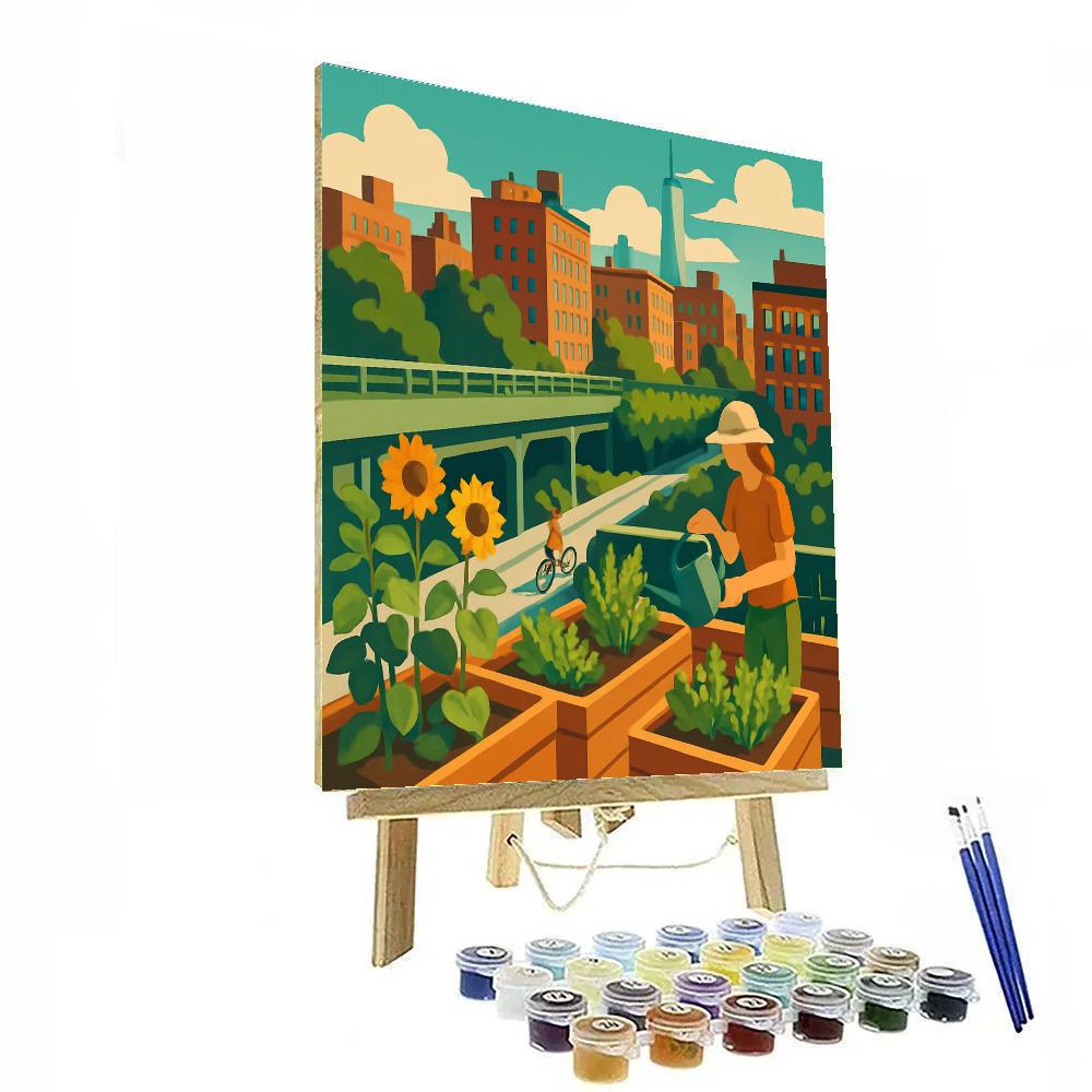 New York Rooftop Community Garden Over The High Line Paint by numbers art