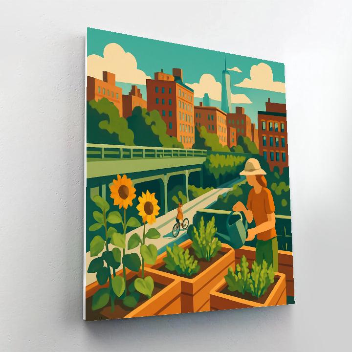 New York Rooftop Community Garden Over The High Line Paint by numbers art