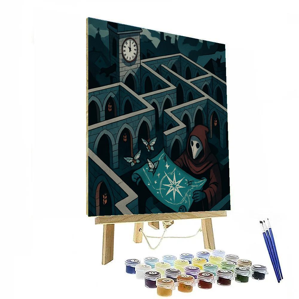 Clocktower Labyrinth In Gothic Moonlight paint by numbers