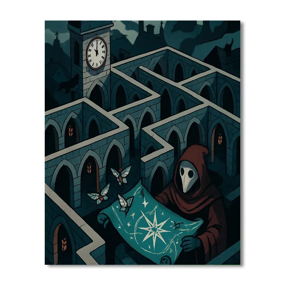 Clocktower Labyrinth In Gothic Moonlight paint by numbers