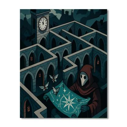 Clocktower Labyrinth In Gothic Moonlight paint by numbers