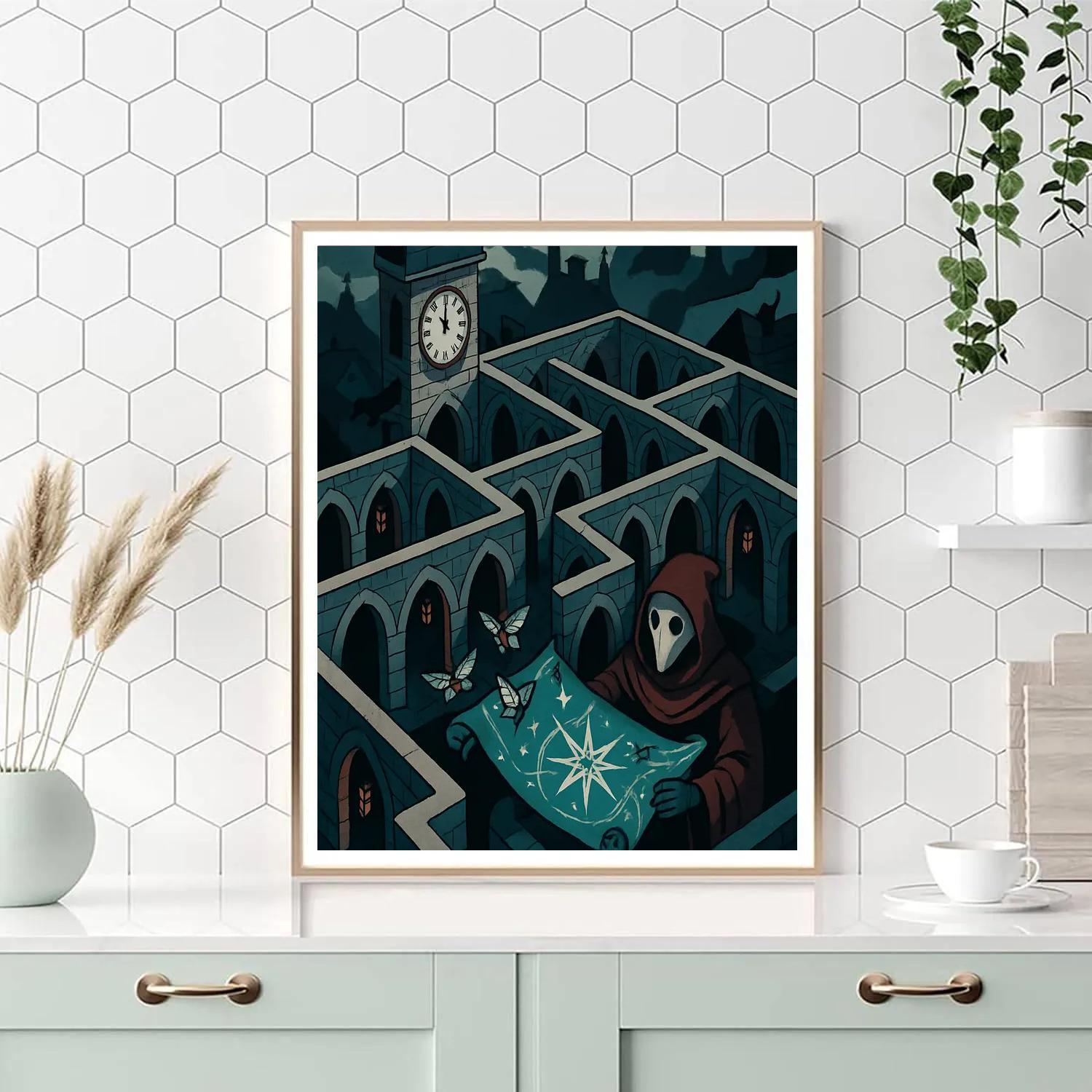 Clocktower Labyrinth In Gothic Moonlight paint by numbers