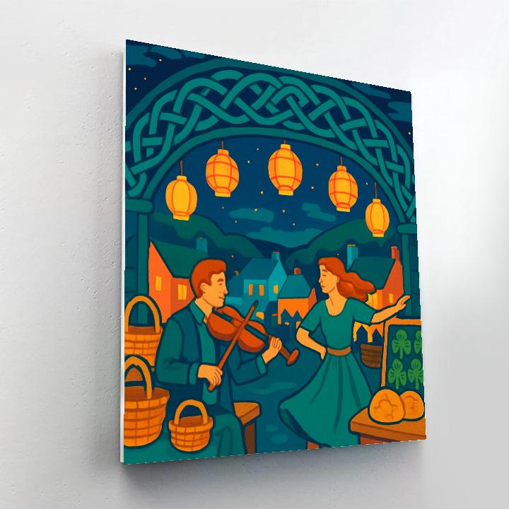 Lanternlit Ireland Knotwork Market paint by color