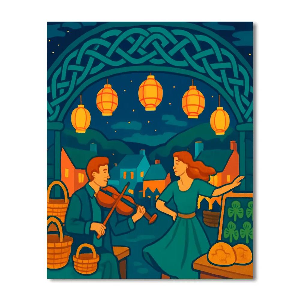 Lanternlit Ireland Knotwork Market paint by color