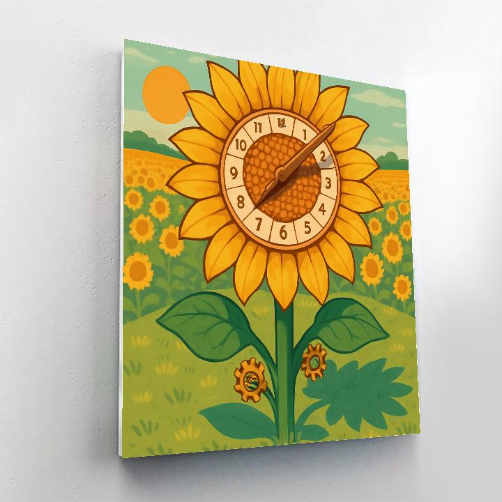 Clockwork Garden With Sunflower Sundial Number painting