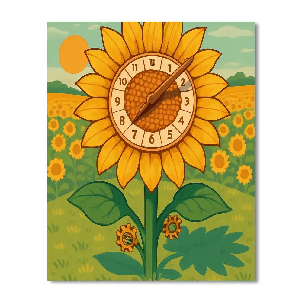 Clockwork Garden With Sunflower Sundial Number painting