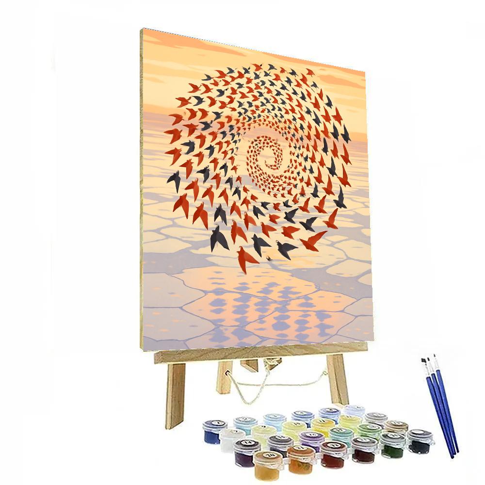 Dawn Spiral Birds Over The Salt Flats Paint by numbers kits