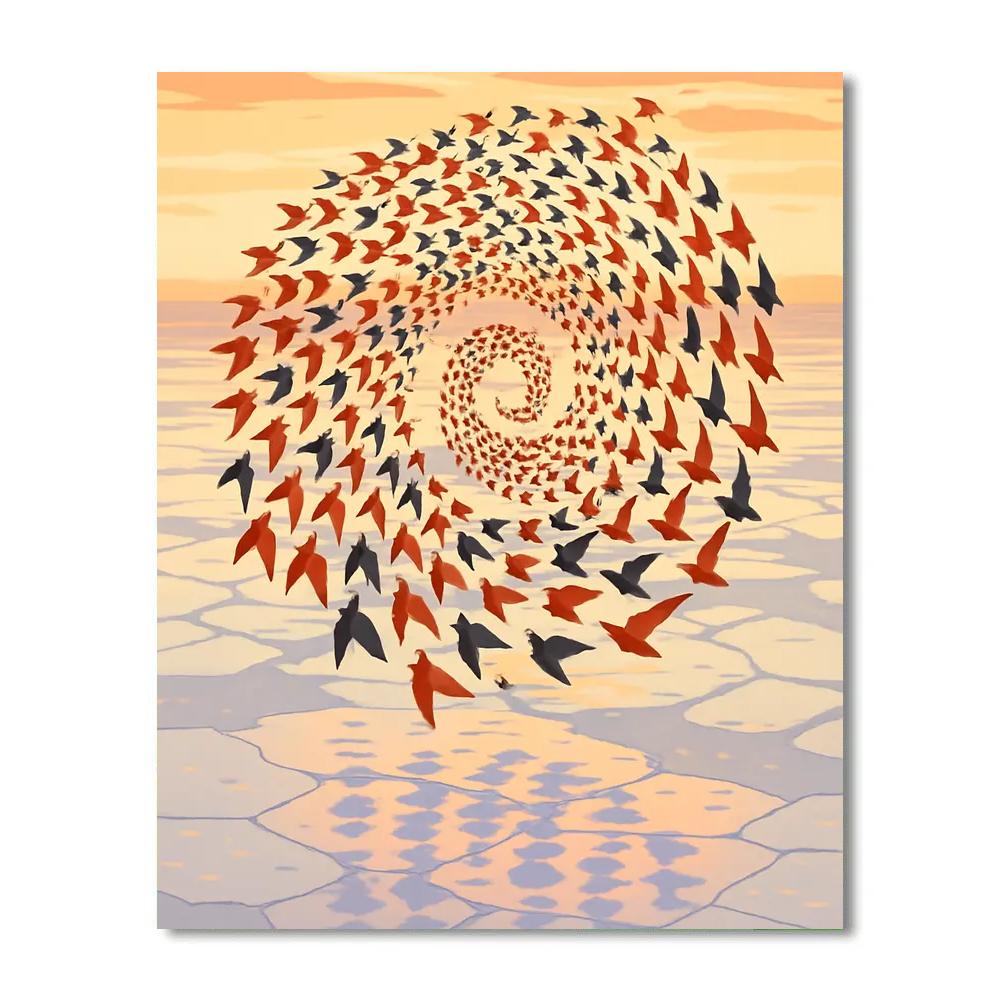 Dawn Spiral Birds Over The Salt Flats Paint by numbers kits