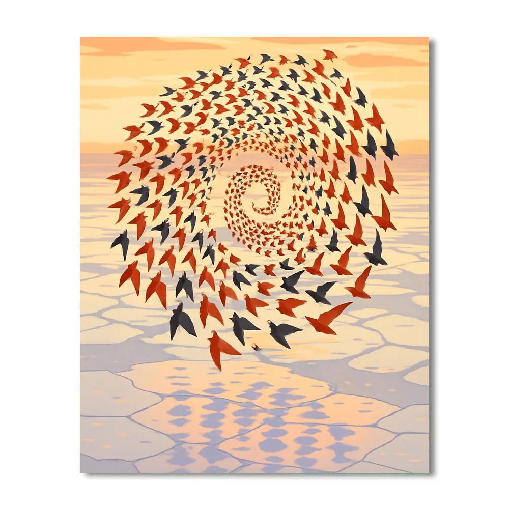 Dawn Spiral Birds Over The Salt Flats Paint by numbers kits