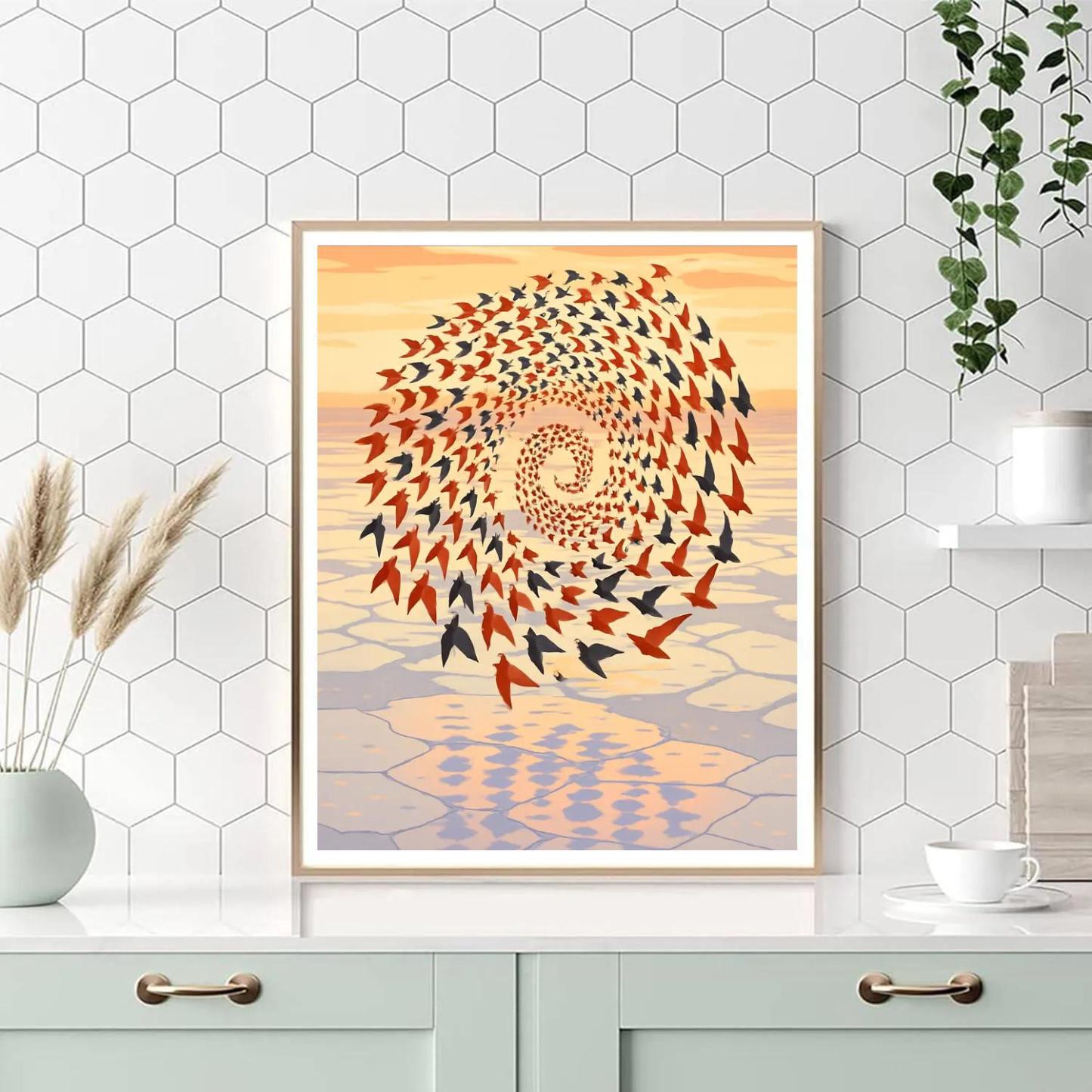 Dawn Spiral Birds Over The Salt Flats Paint by numbers kits