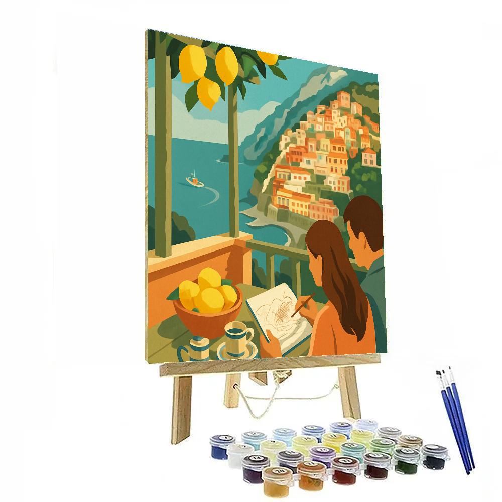 Amalfi Coast Italy Crafted In Paper Cut Layers Numbered painting kits