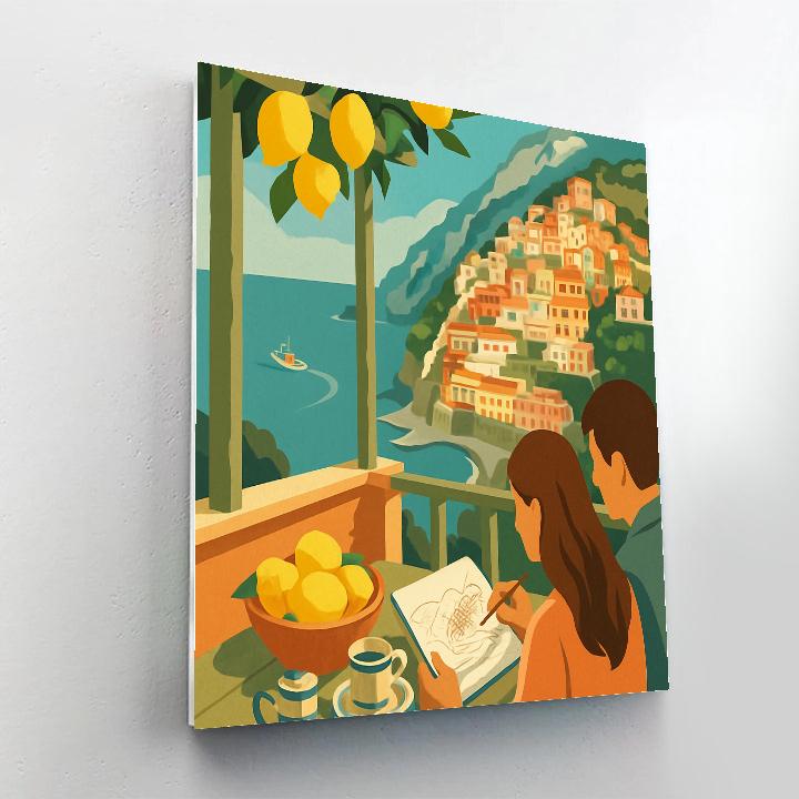 Amalfi Coast Italy Crafted In Paper Cut Layers Numbered painting kits