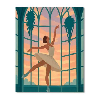 Ballet Aurora Under Glass Number painting