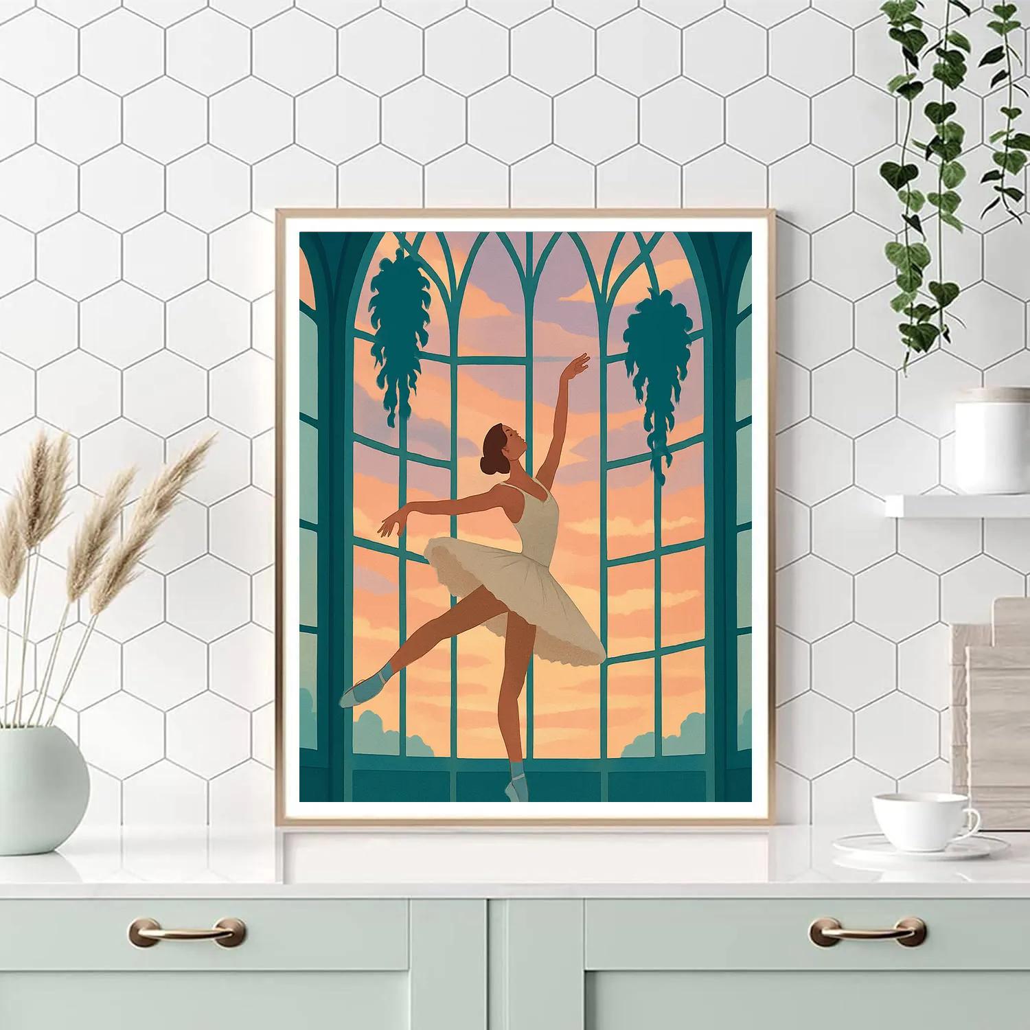 Ballet Aurora Under Glass Number painting