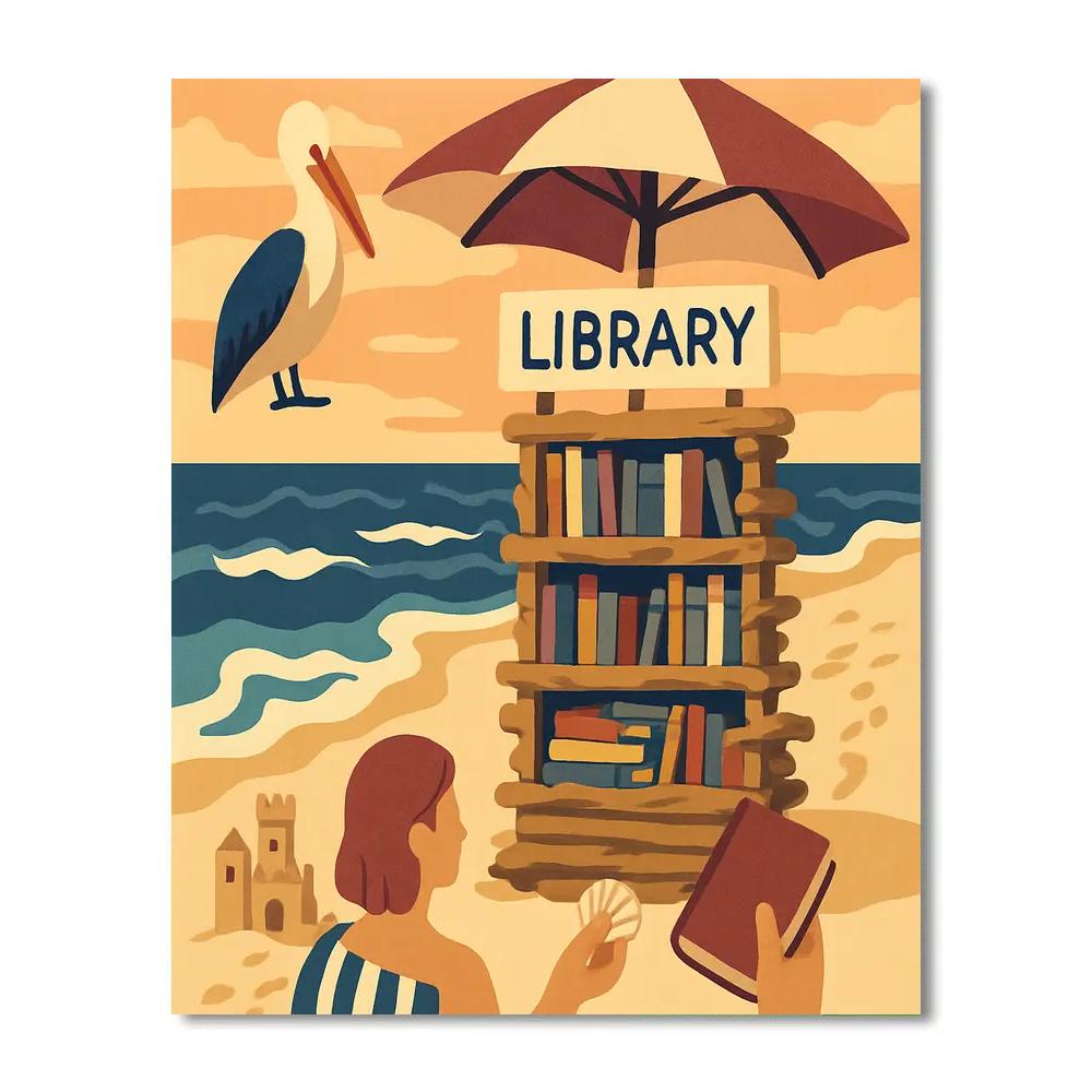Sunset Tide Library At The Beach DIY paint by numbers