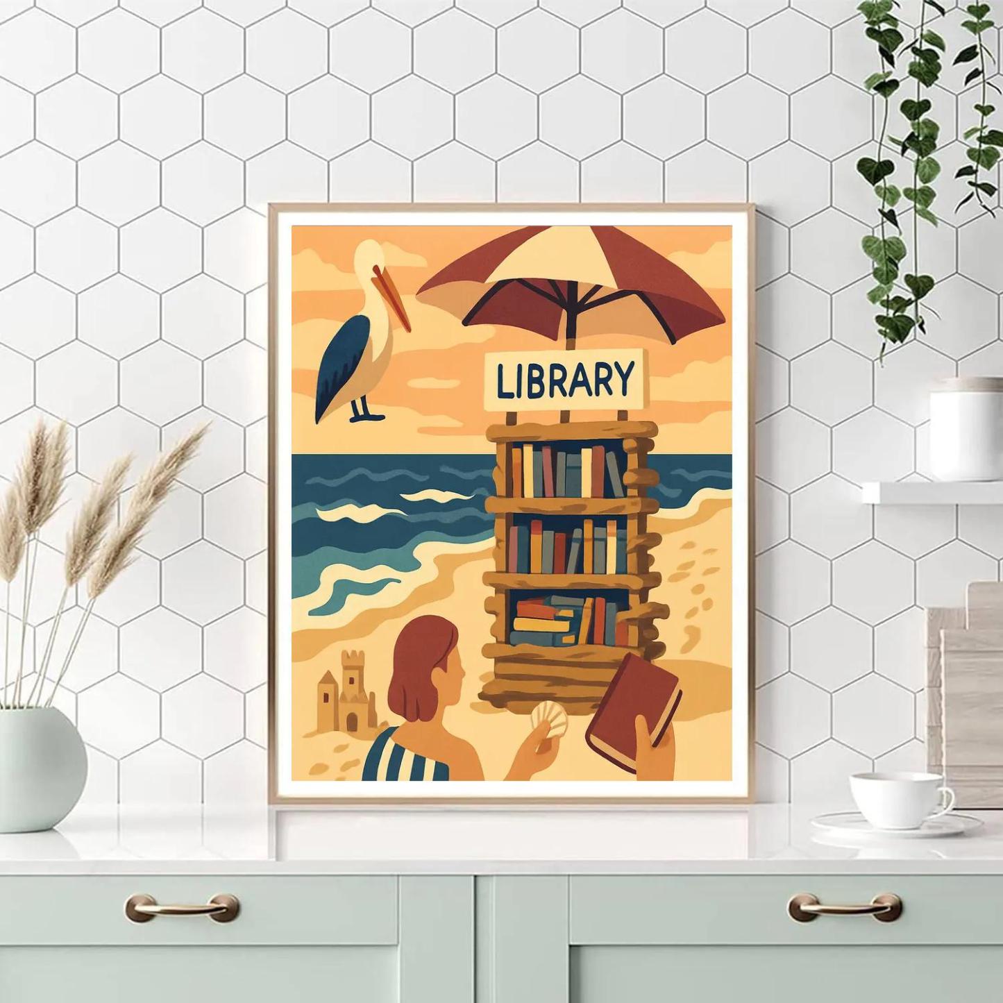 Sunset Tide Library At The Beach DIY paint by numbers