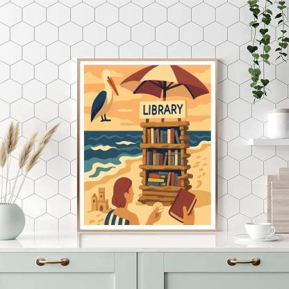 Sunset Tide Library At The Beach DIY paint by numbers