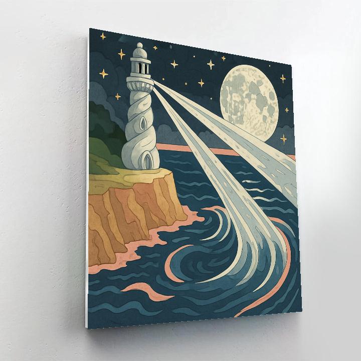Tidebound Lighthouse Under A Moon DIY paint by numbers