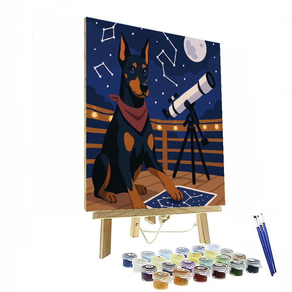Starlit Observatory With Dog Companion Number painting