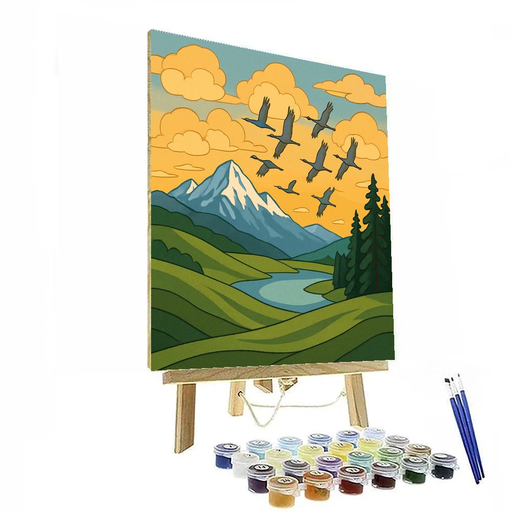 Meadow Under Lantern Clouds With Landscape View Paint by numbers kits