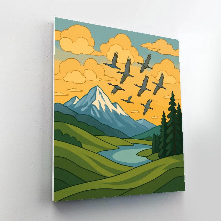 Meadow Under Lantern Clouds With Landscape View Paint by numbers kits