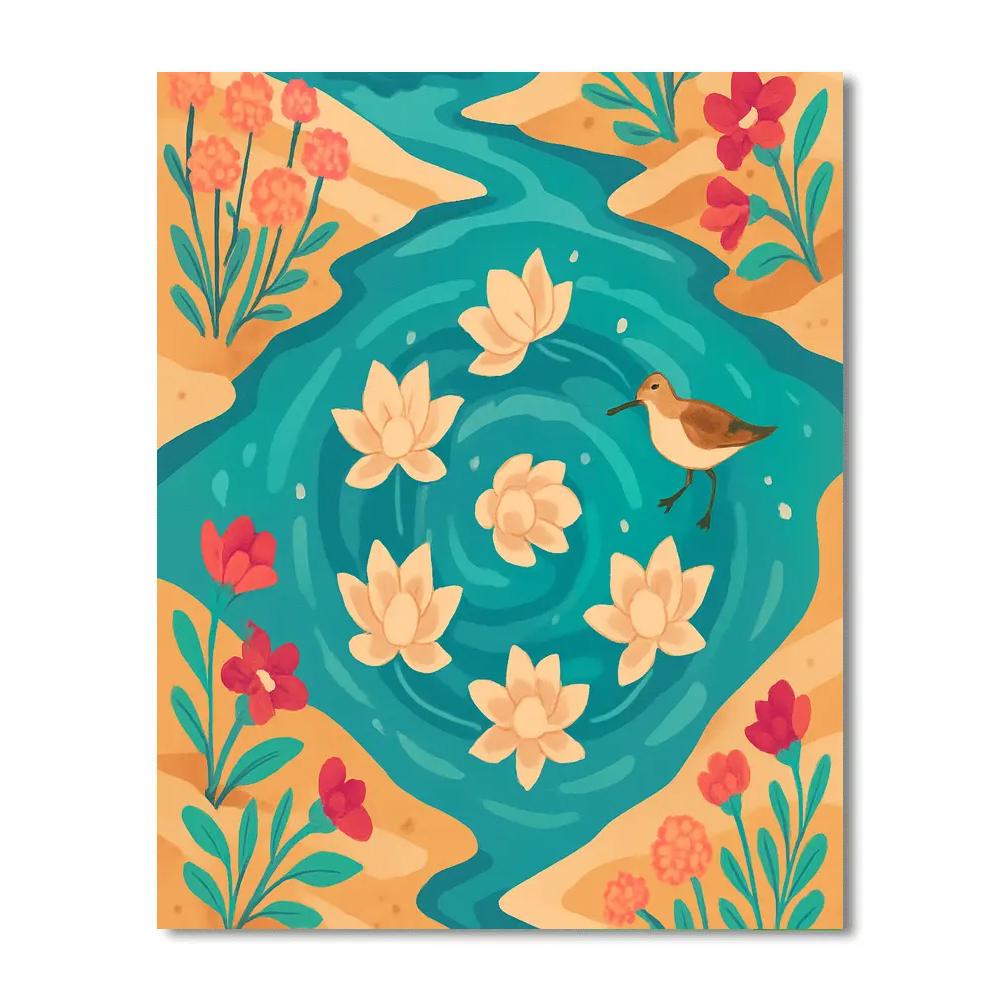 Prism Lagoon With Flowers In Tidal Bloom paint by number