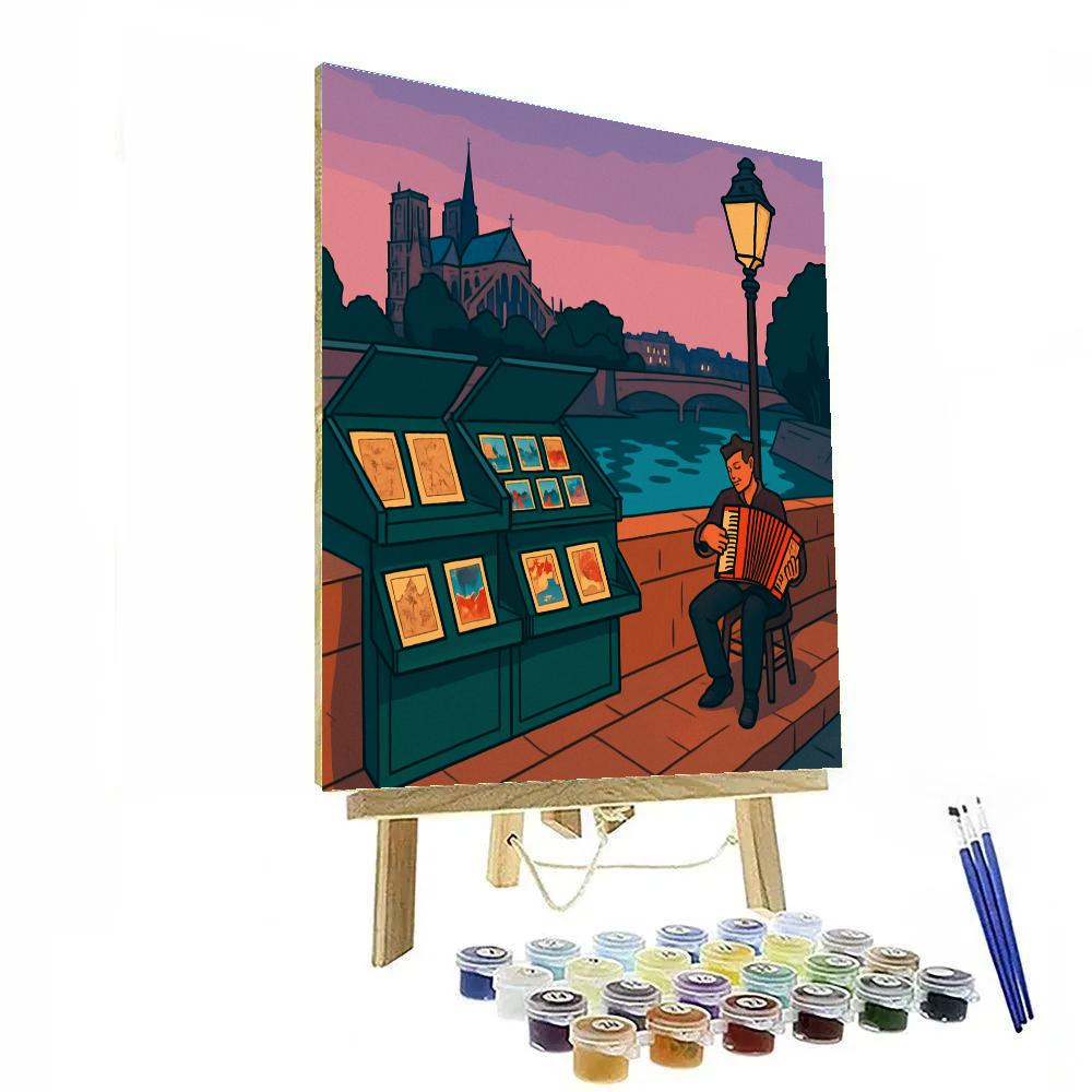 Seine Bookstalls With Paris Afterglow Numbered painting kits