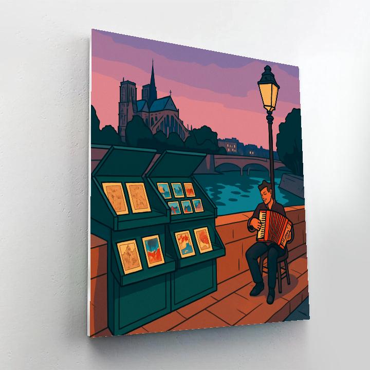 Seine Bookstalls With Paris Afterglow Numbered painting kits