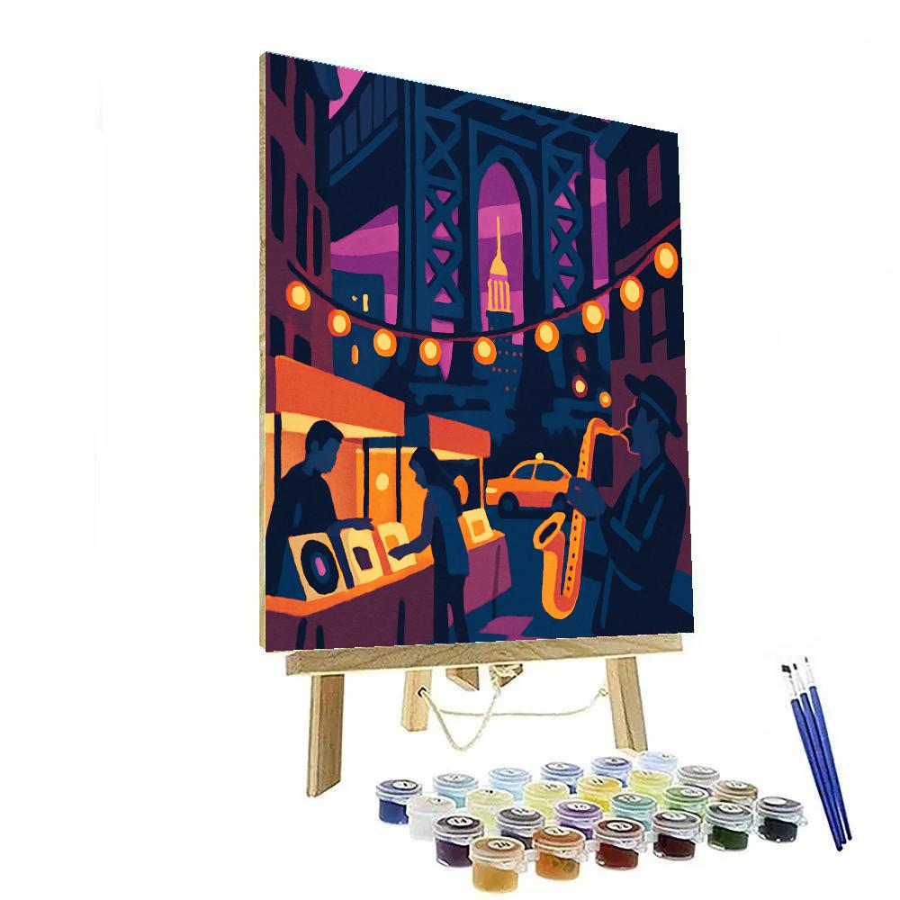 Jazz Posters And Neon, A New York Night Market Paint by numbers art