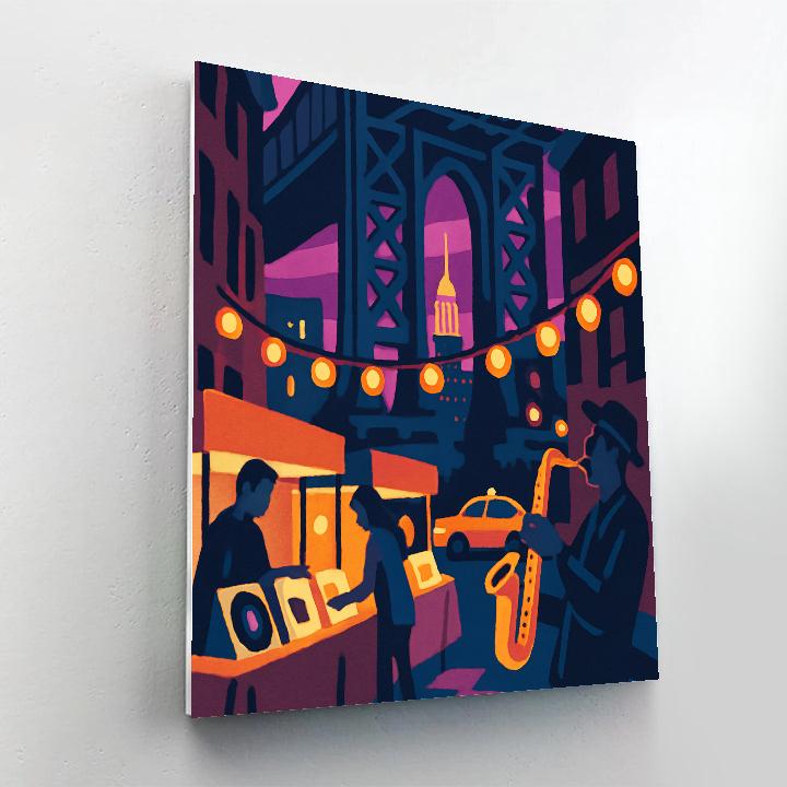 Jazz Posters And Neon, A New York Night Market Paint by numbers art