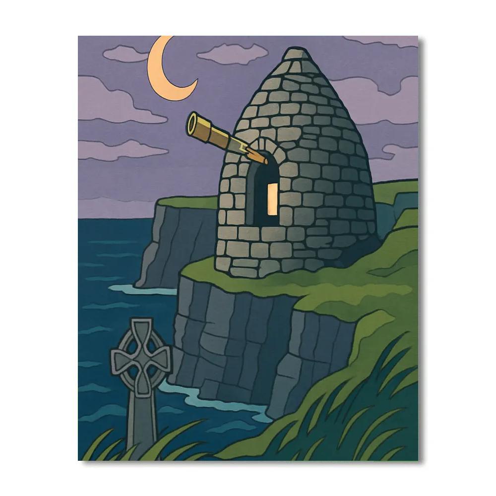 Clifftop Observatory Above The Sea In Ireland Painting by numbers kit