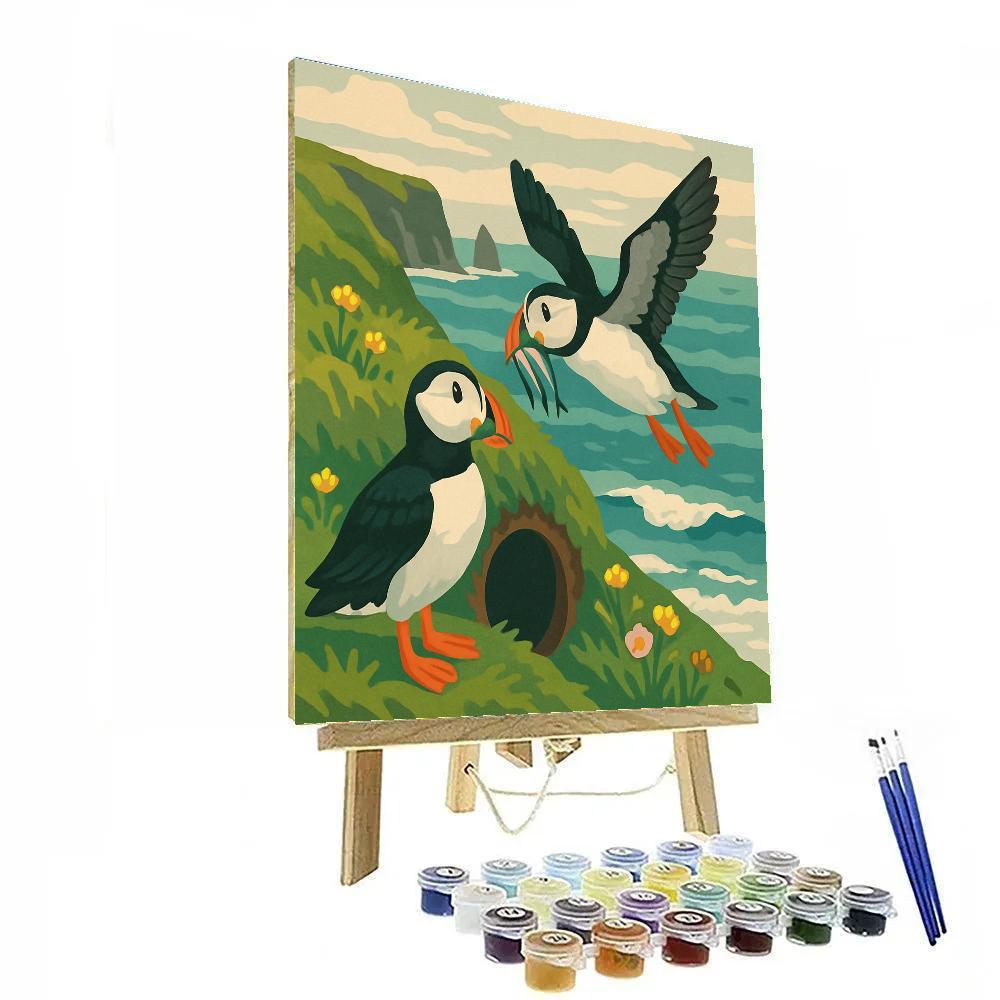 Cliffside Nesting Ledge With Birds DIY paint by numbers