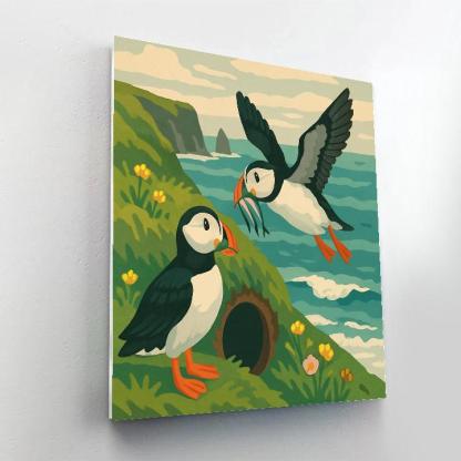 Cliffside Nesting Ledge With Birds DIY paint by numbers