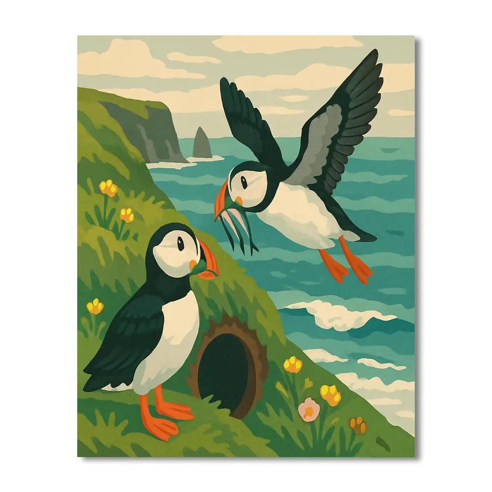 Cliffside Nesting Ledge With Birds DIY paint by numbers