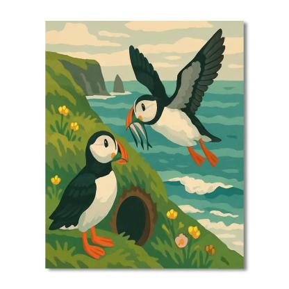 Cliffside Nesting Ledge With Birds DIY paint by numbers