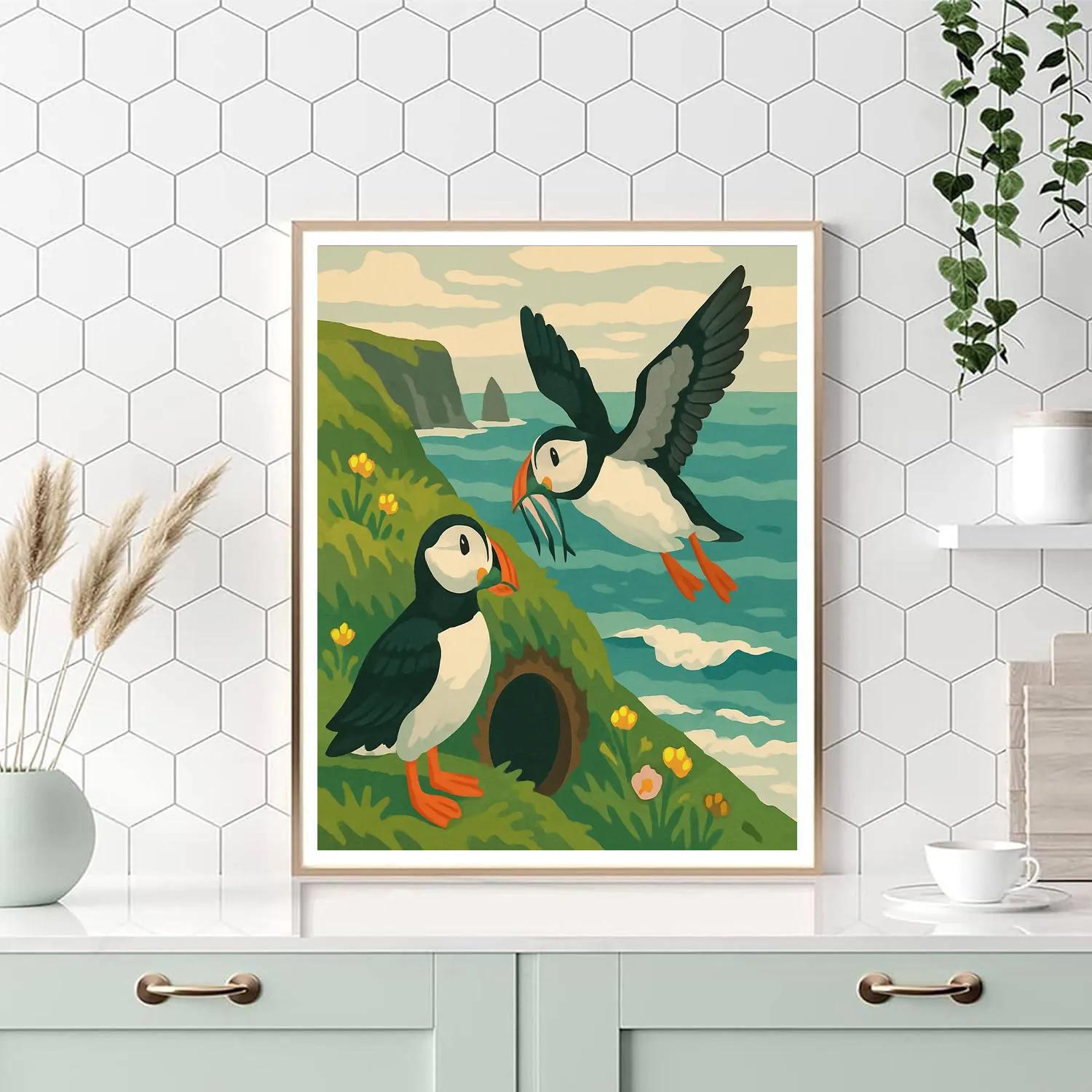 Cliffside Nesting Ledge With Birds DIY paint by numbers