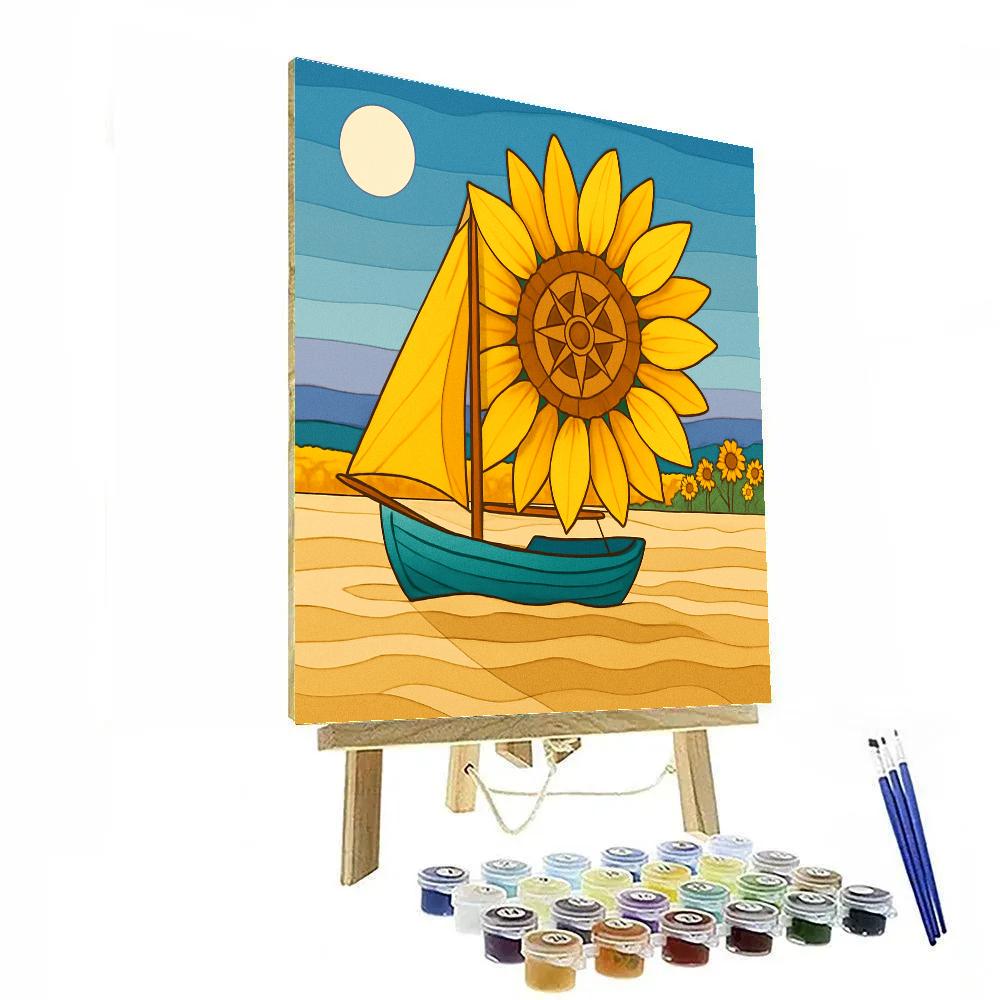 Sunflower Driftship Over Glassy Dunes paint by number