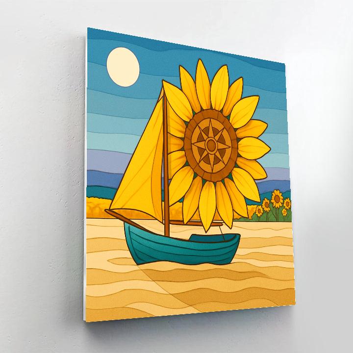 Sunflower Driftship Over Glassy Dunes paint by number