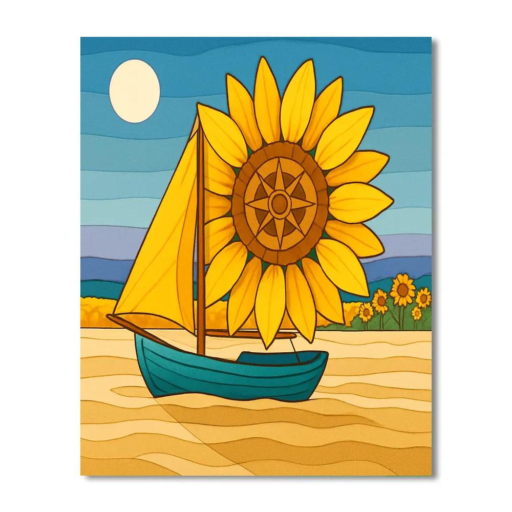 Sunflower Driftship Over Glassy Dunes paint by number