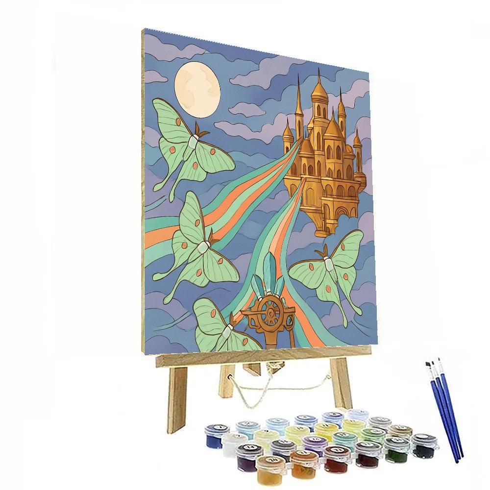 Clockwork Cloud Citadel With Fantasy Moth Weavers Painting by numbers kit