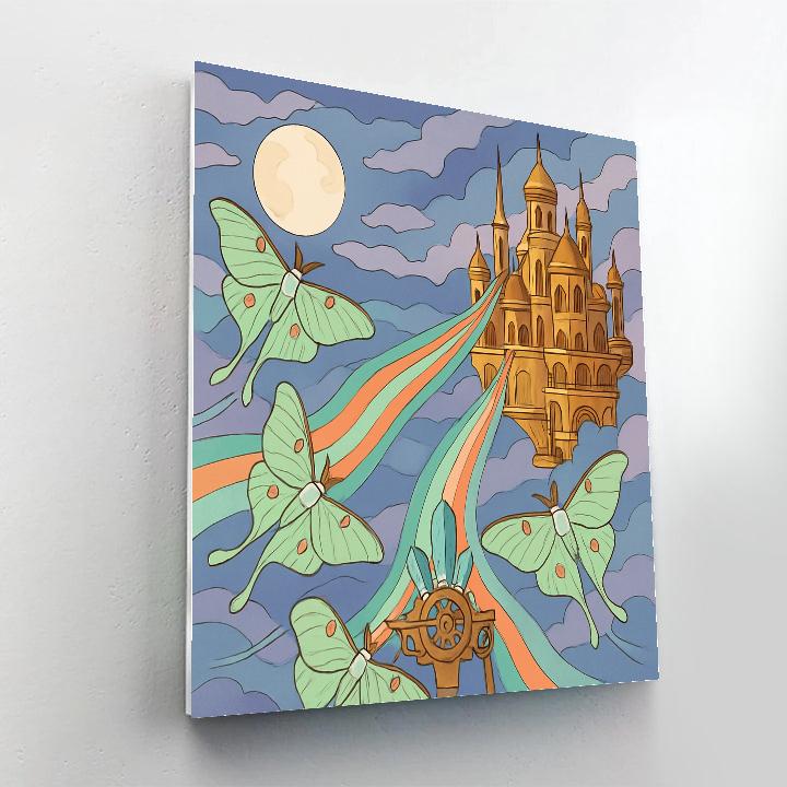 Clockwork Cloud Citadel With Fantasy Moth Weavers Painting by numbers kit