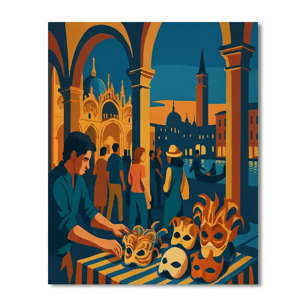 Mask Market In Venice At Blue Hour DIY paint by numbers