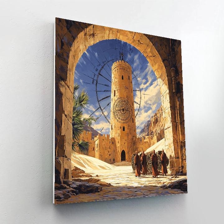 Sun Dial Courtyard With Castle Painting by numbers kit