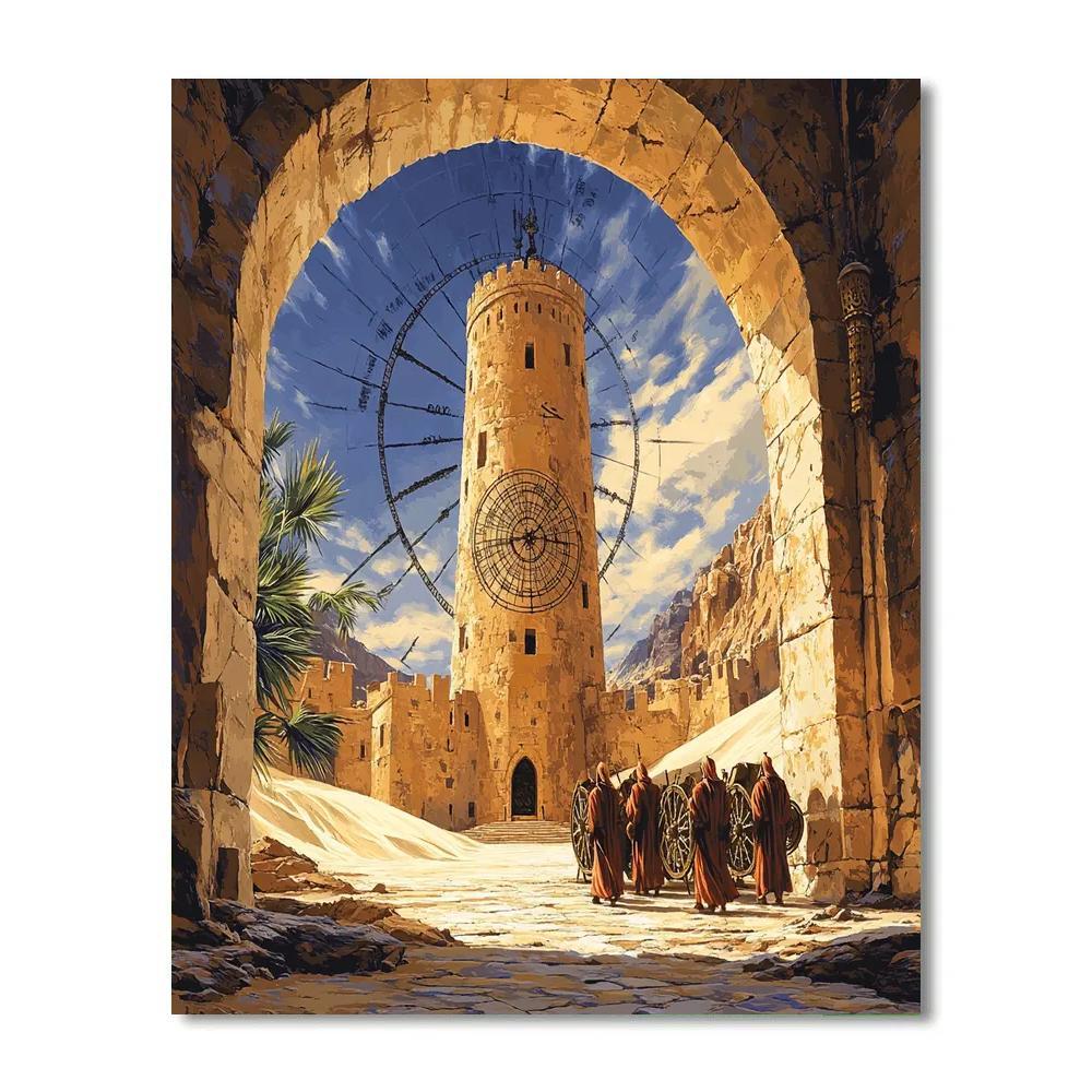 Sun Dial Courtyard With Castle Painting by numbers kit