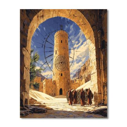 Sun Dial Courtyard With Castle Painting by numbers kit