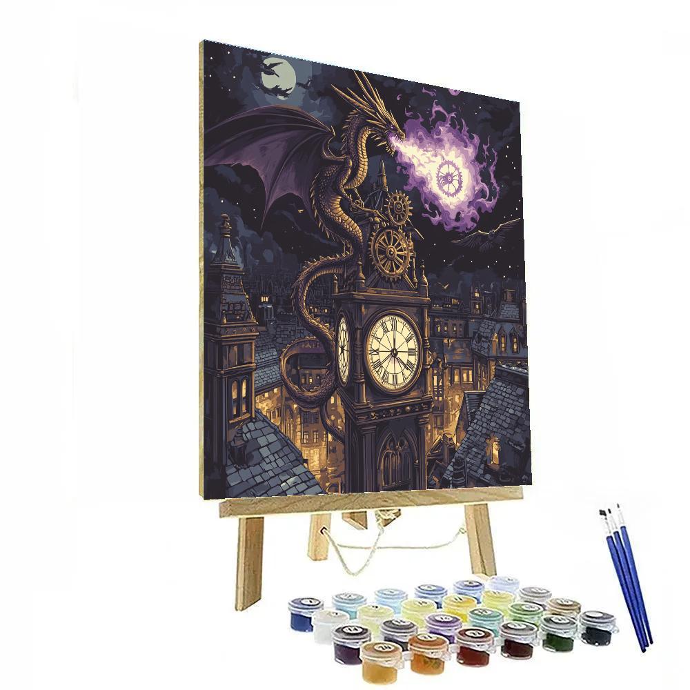 Clocktower Siege With Dragon Numbered painting kits