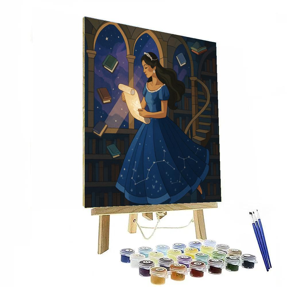 Moonlit Library Princess Number painting