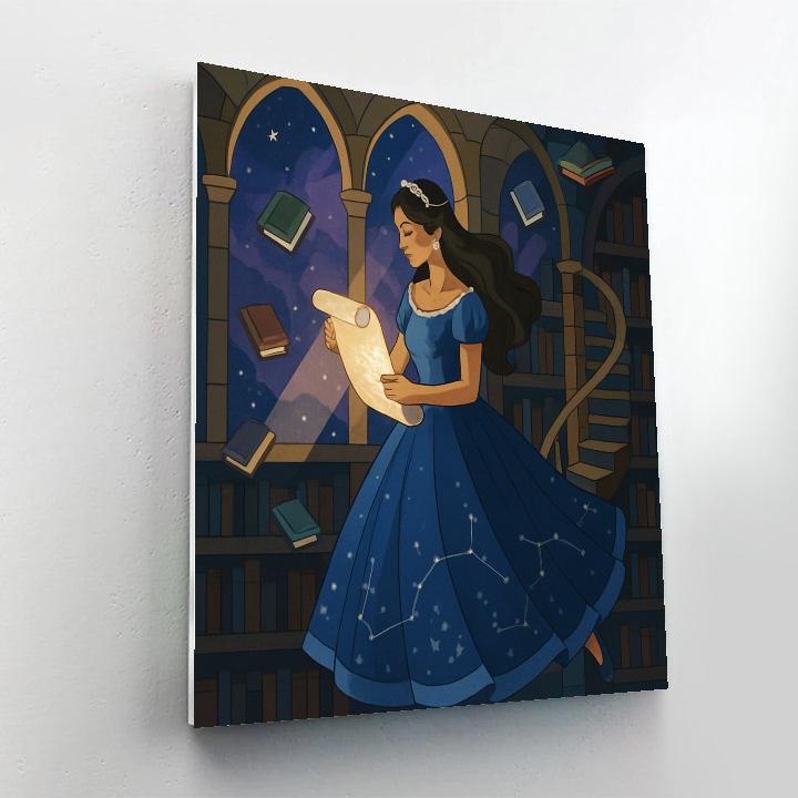 Moonlit Library Princess Number painting
