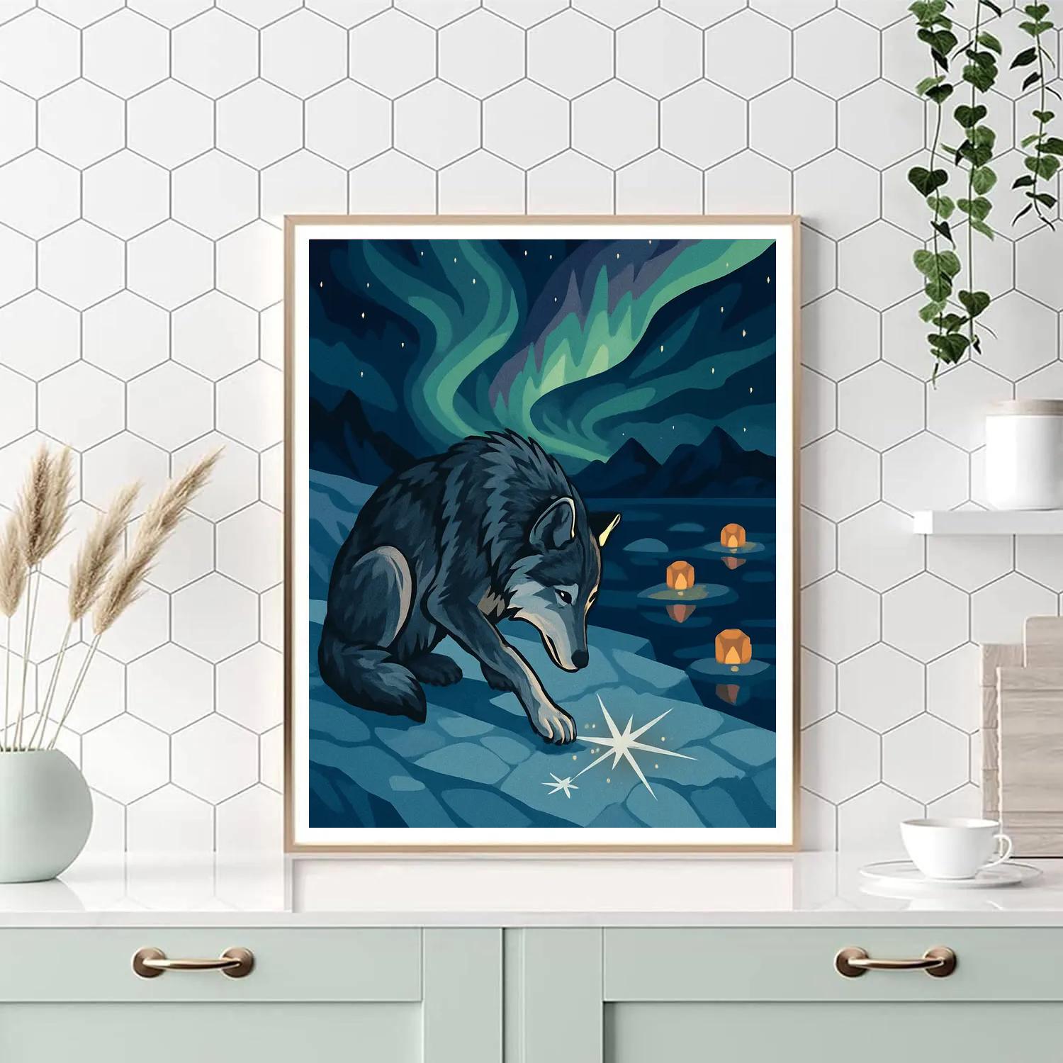 Aurora Cartographer Wolf Paint by numbers art